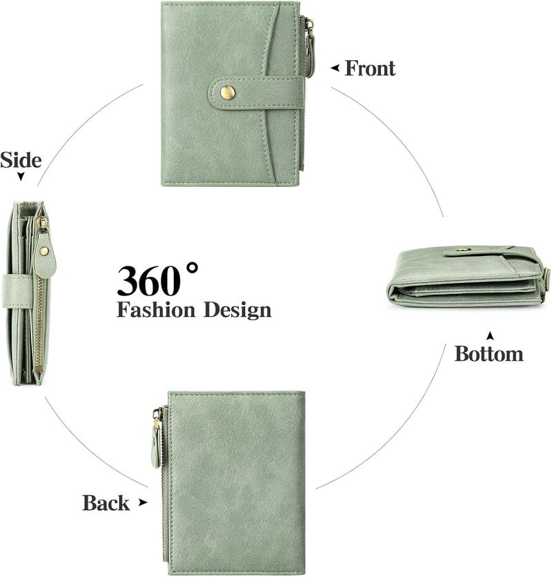 FALAN MULE Small Wallet for Women Leather RFID Blocking Bifold Credit Card Holder with Zipper Coin Pocket - Image 5